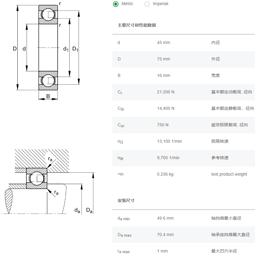 6009轴承数据